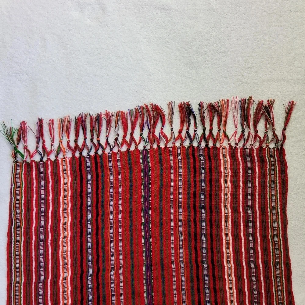 NWT Pair Set Of 2 Colorful Knit Fringed Scarves Pashminas Blue Red 19